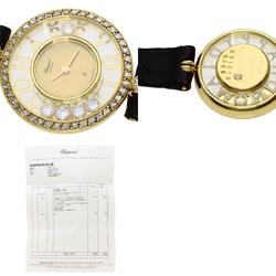 Chopard 20 3926 12 Happy Diamonds Watch, 18K Yellow Gold, Leather, Women's