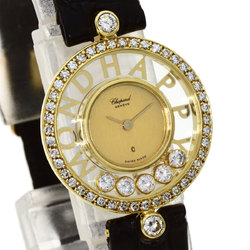 Chopard 20 3926 12 Happy Diamonds Watch, 18K Yellow Gold, Leather, Women's