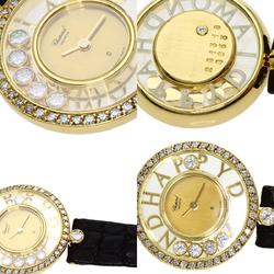 Chopard 20 3926 12 Happy Diamonds Watch, 18K Yellow Gold, Leather, Women's