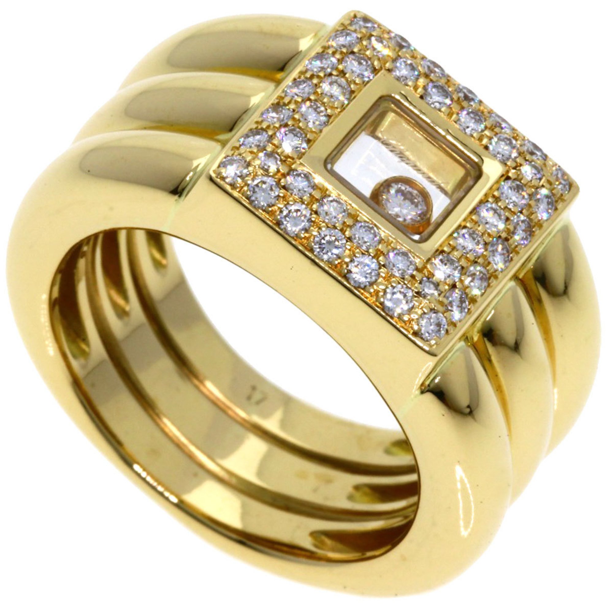 Chopard Happy Diamonds Square Ring, 18K Yellow Gold, Women's