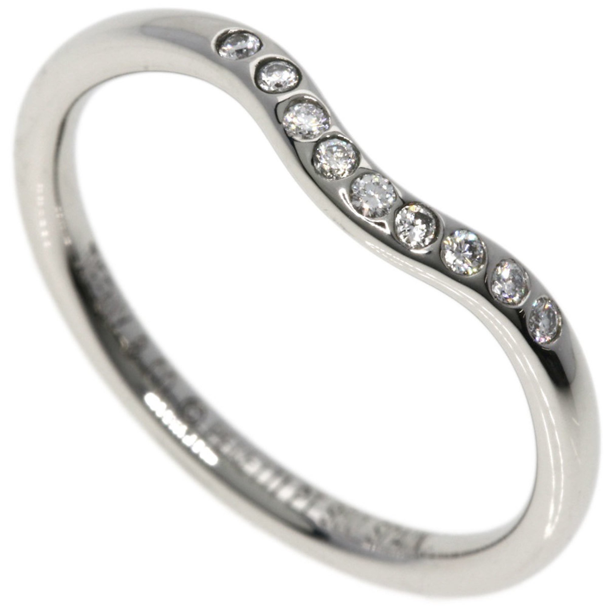 Tiffany curved band diamond ring, platinum PT950, for women