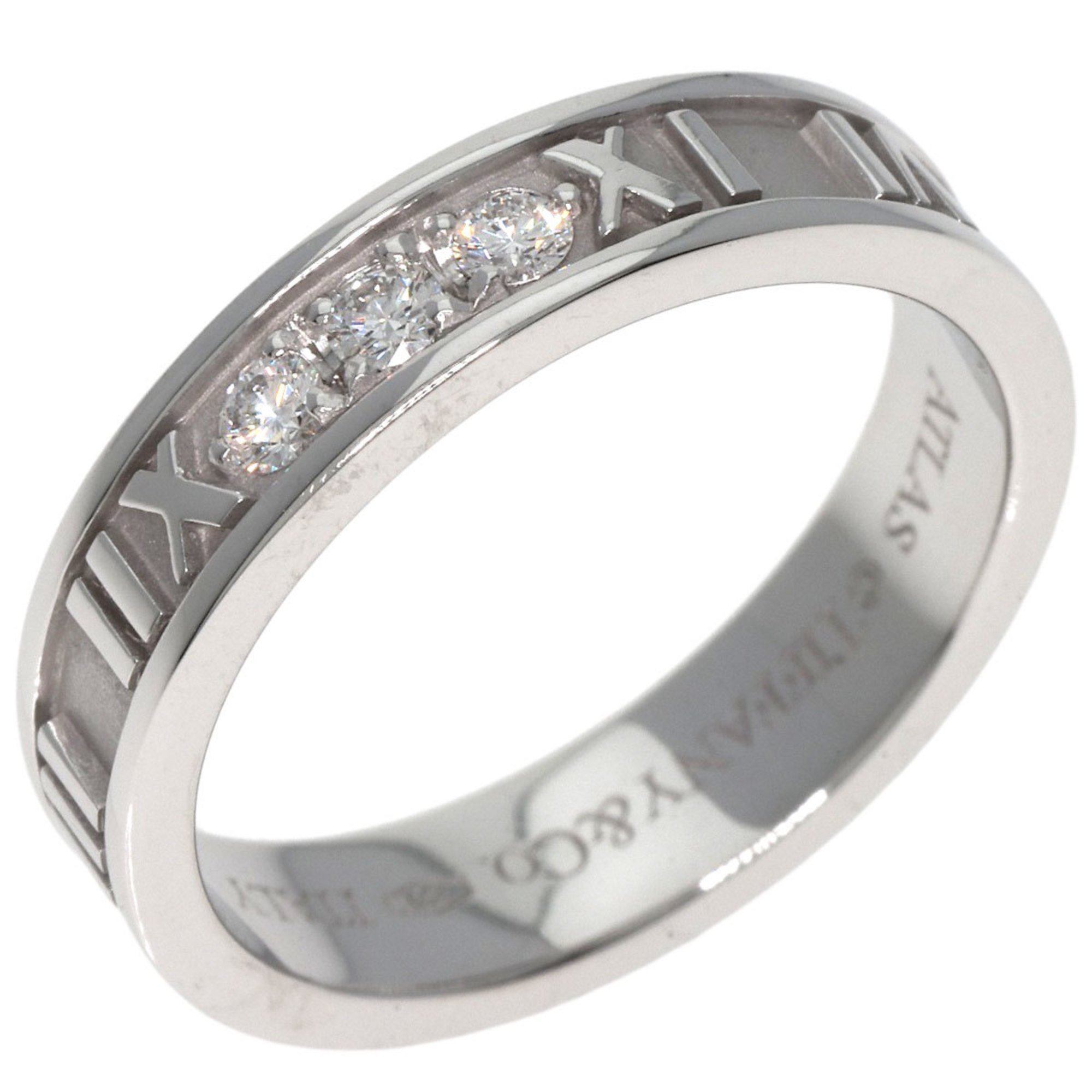 Tiffany Atlas Narrow 3P Diamond Ring, 18K White Gold, Women's