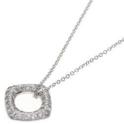 Tiffany Square Circle Diamond Necklace K18 White Gold Women's