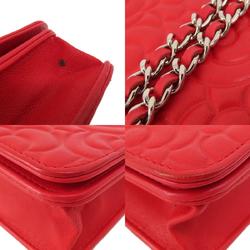 Chanel Chain Wallet Camellia Coco Mark Long Leather Women's