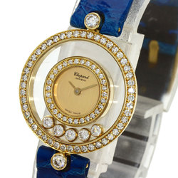Chopard 20 3957 Happy Diamonds Watch, 18K Yellow Gold, Leather, Diamonds, Women's
