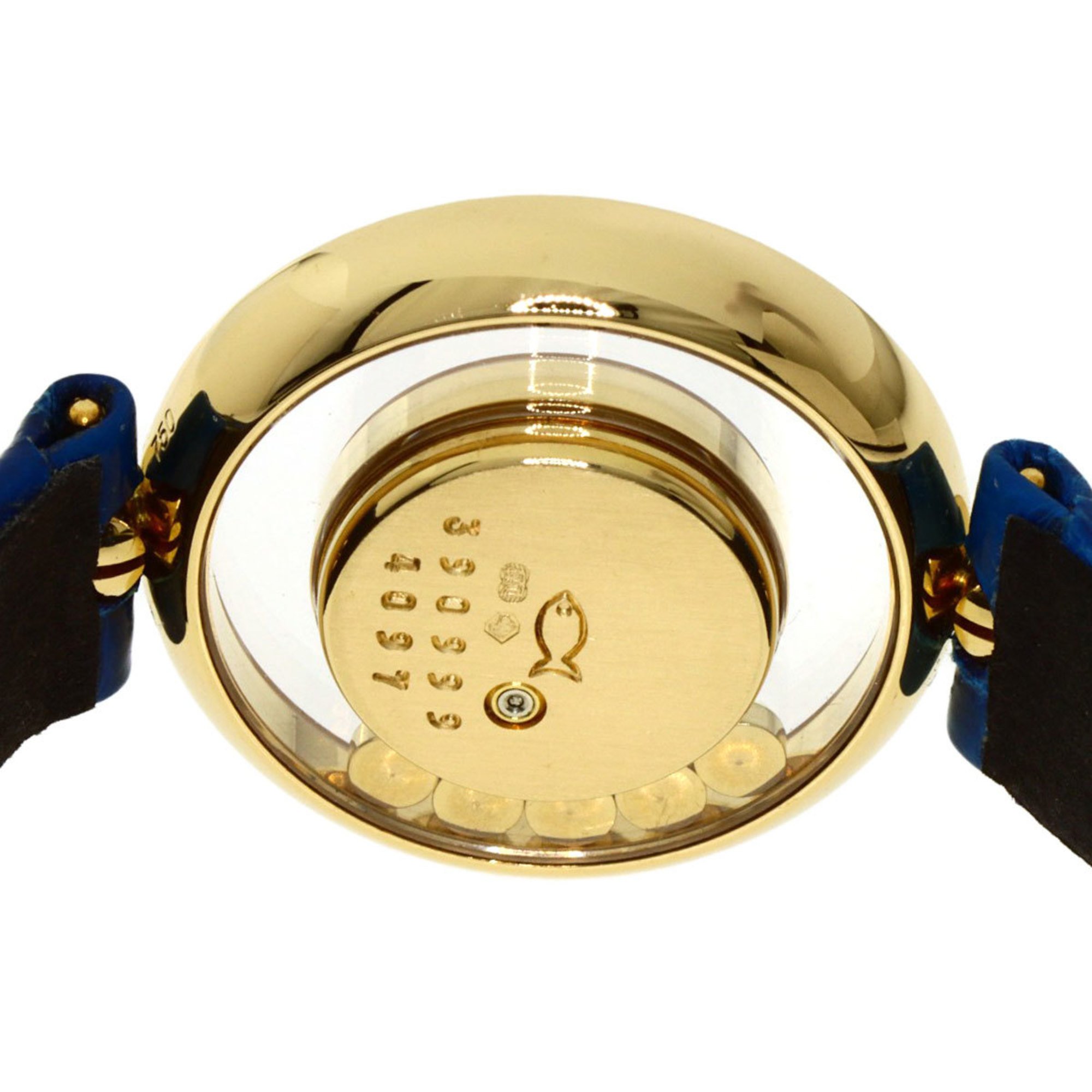 Chopard 20 3957 Happy Diamonds Watch, 18K Yellow Gold, Leather, Diamonds, Women's