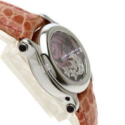 Chopard 27 8245-36 Happy Sport Diamond Watch Stainless Steel Leather Ladies