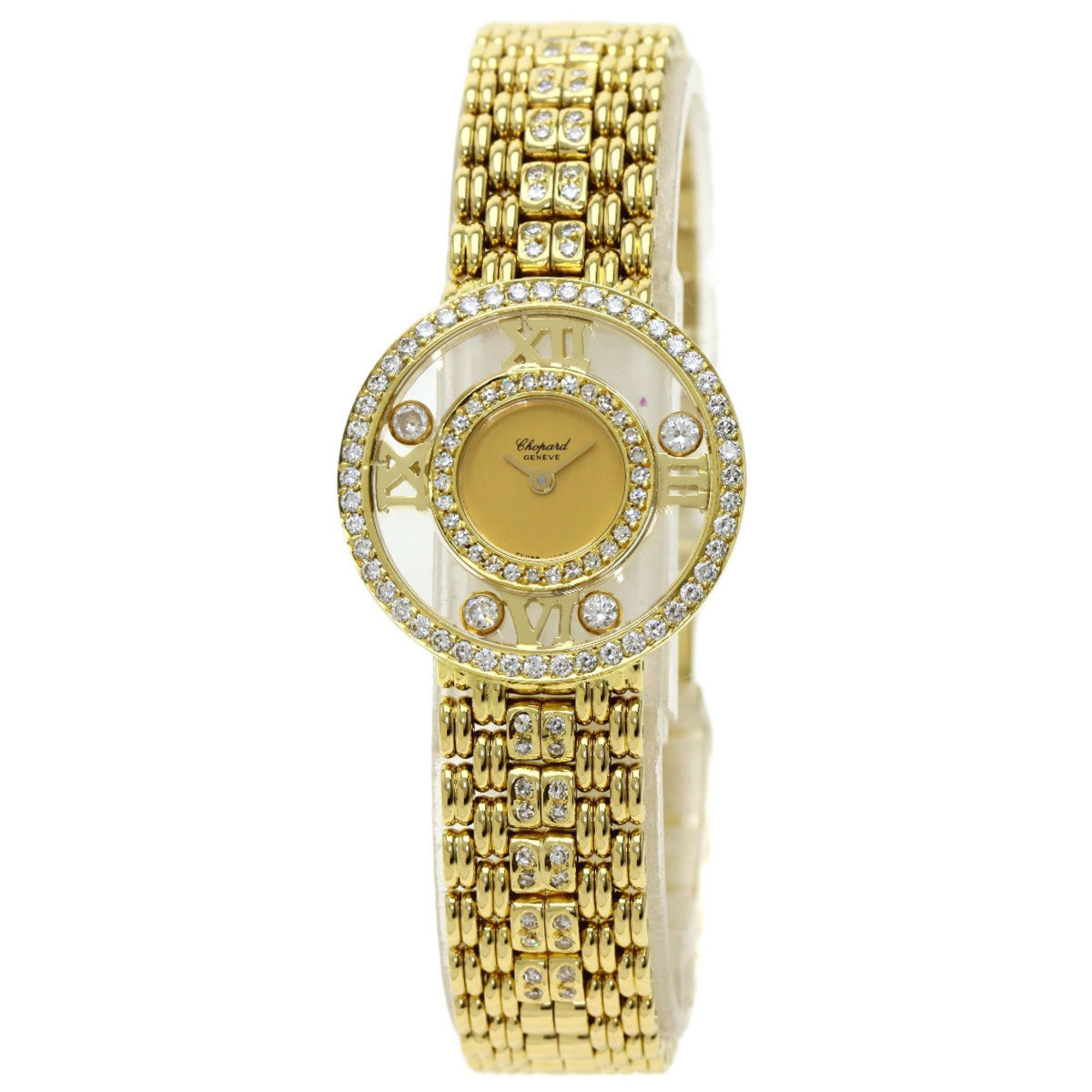 Chopard 20 5664 Happy Diamonds Watch, K18 Yellow Gold, K18YG, Diamond, Women's