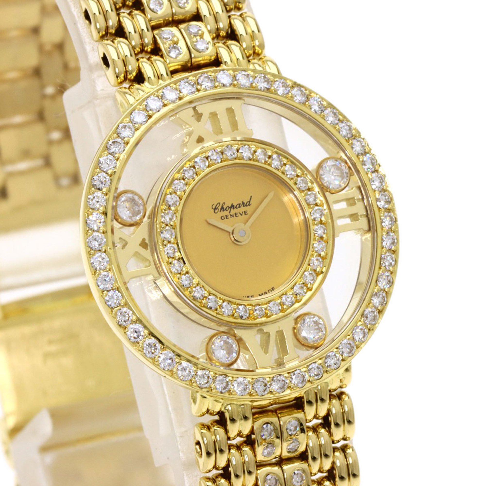 Chopard 20 5664 Happy Diamonds Watch, K18 Yellow Gold, K18YG, Diamond, Women's