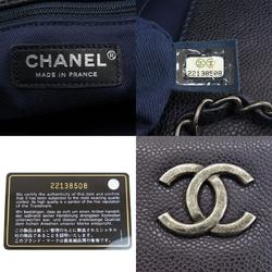 Chanel Chain Bag Coco Mark Tote Caviar Skin Women's