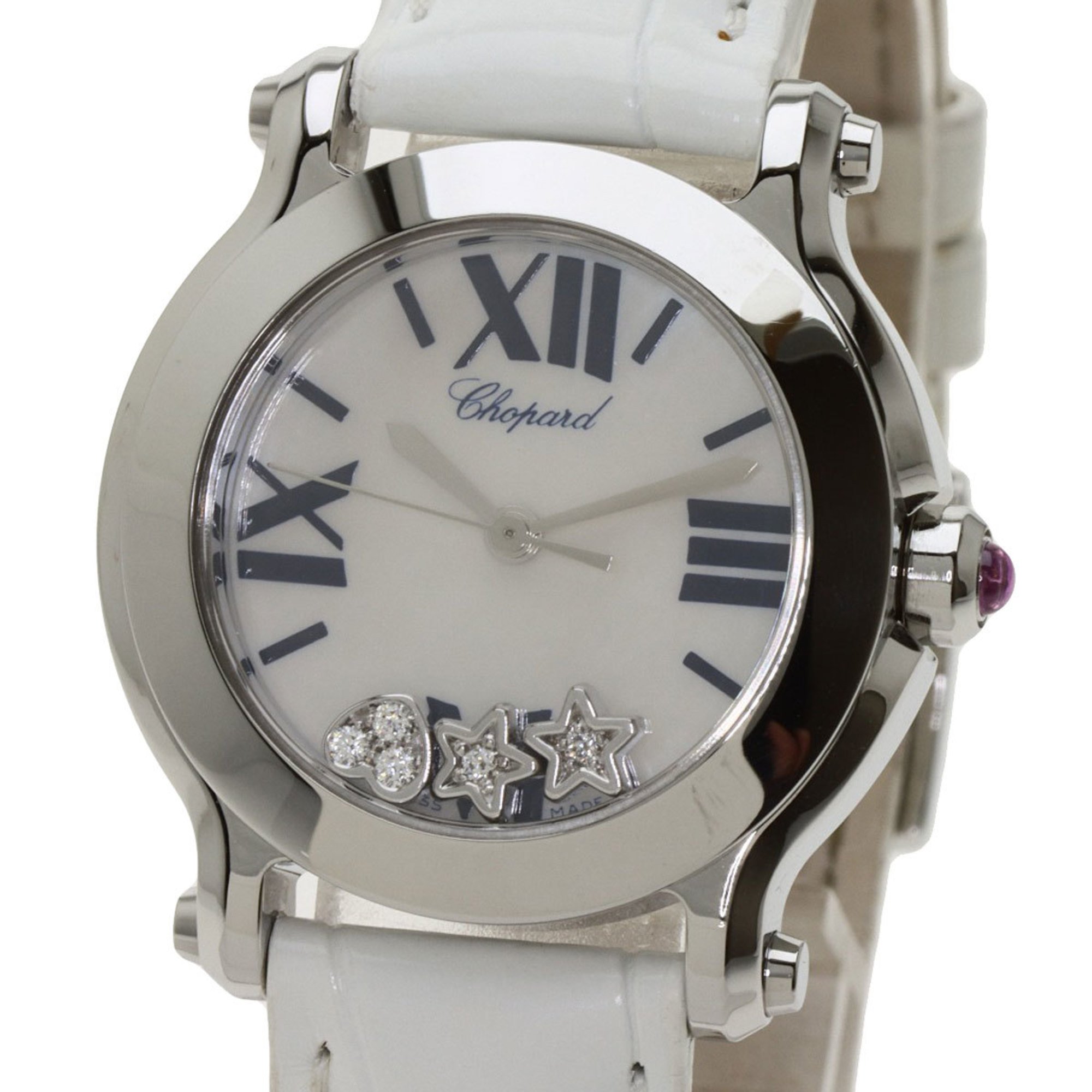 Chopard Happy Sport Watch Stainless Steel Leather Ladies