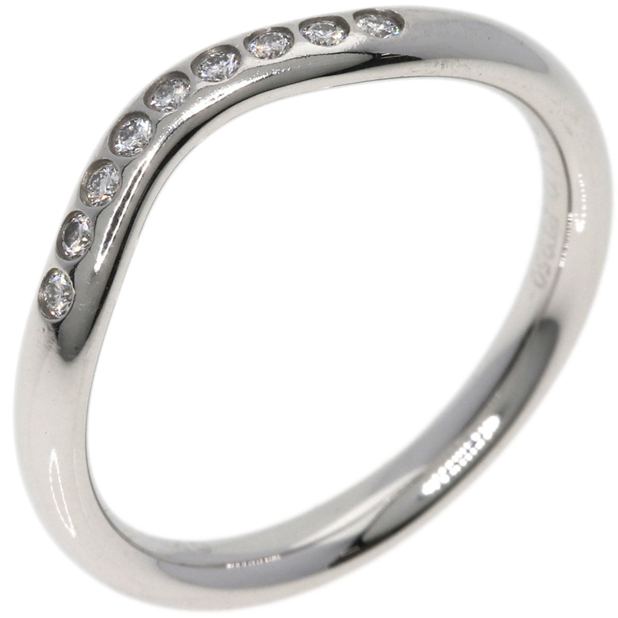 Tiffany curved band diamond ring, platinum PT950, for women