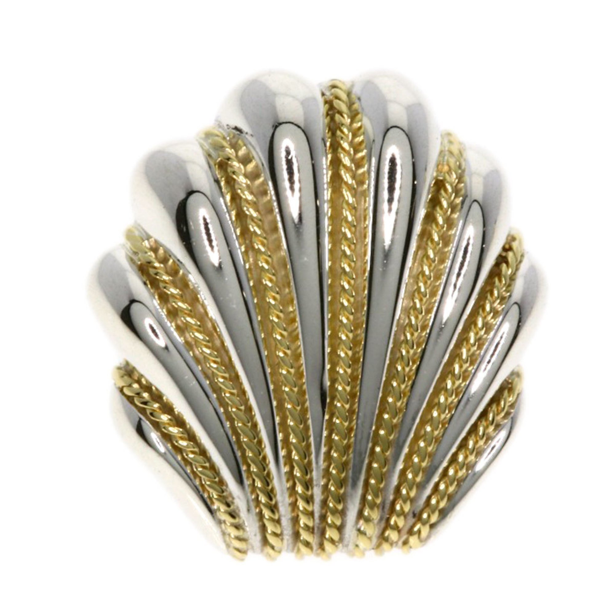 Tiffany shell motif earrings, silver, K18YG, ladies