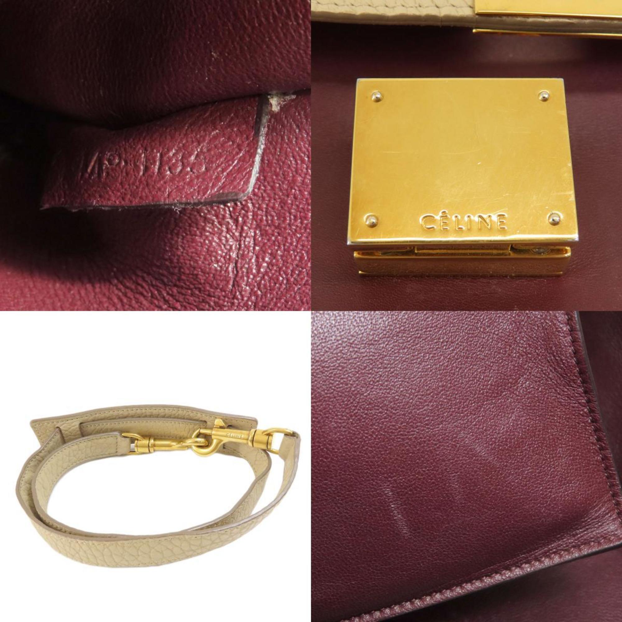 Celine Trapeze Handbag Leather Suede Women's