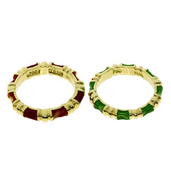 Tiffany enamel ring set of 2, 18K yellow gold, for women