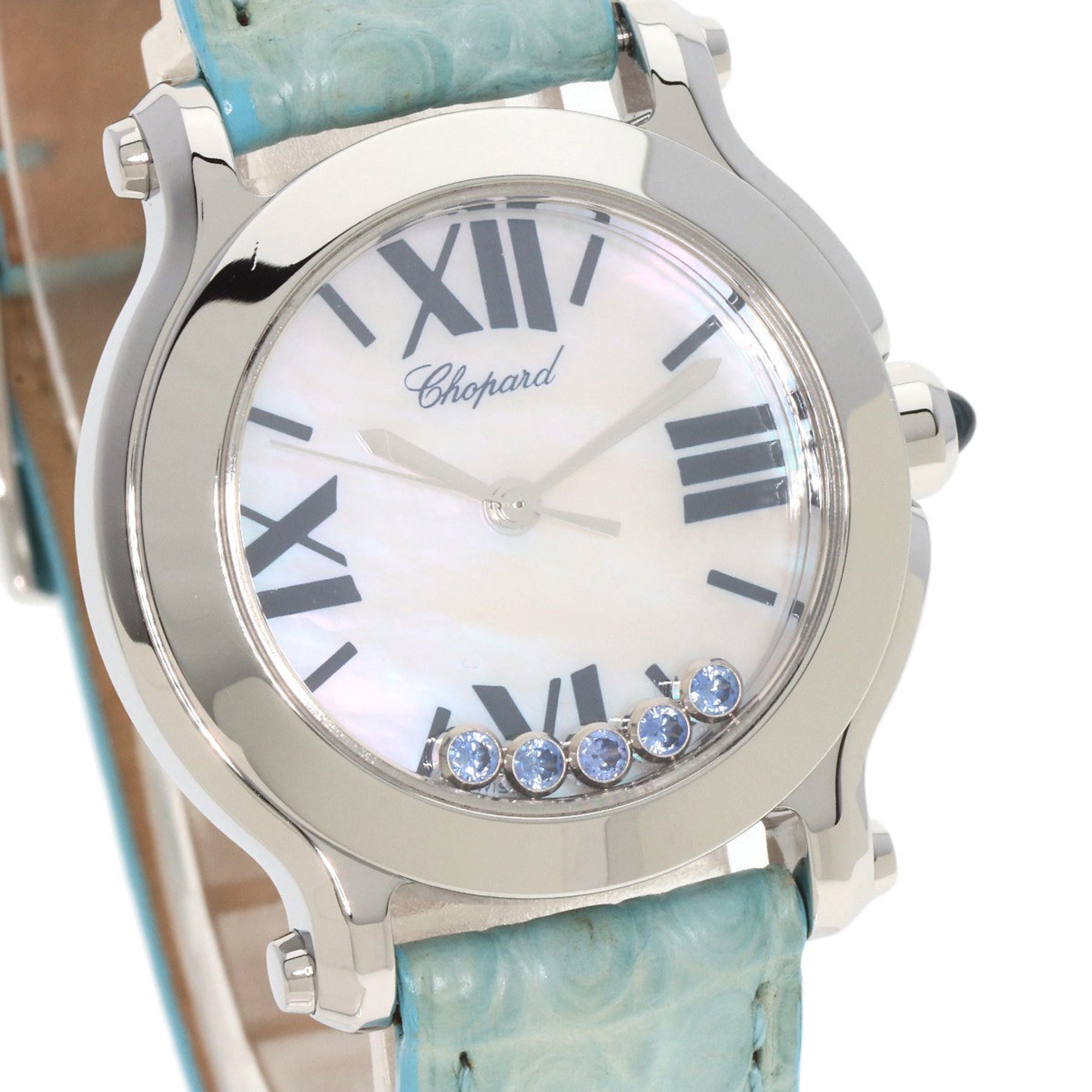 Chopard 8509 Happy Sport Watch Stainless Steel Leather Ladies