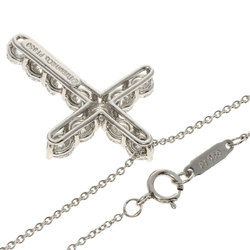 Tiffany Large Cross Diamond Necklace Platinum PT950 Women's