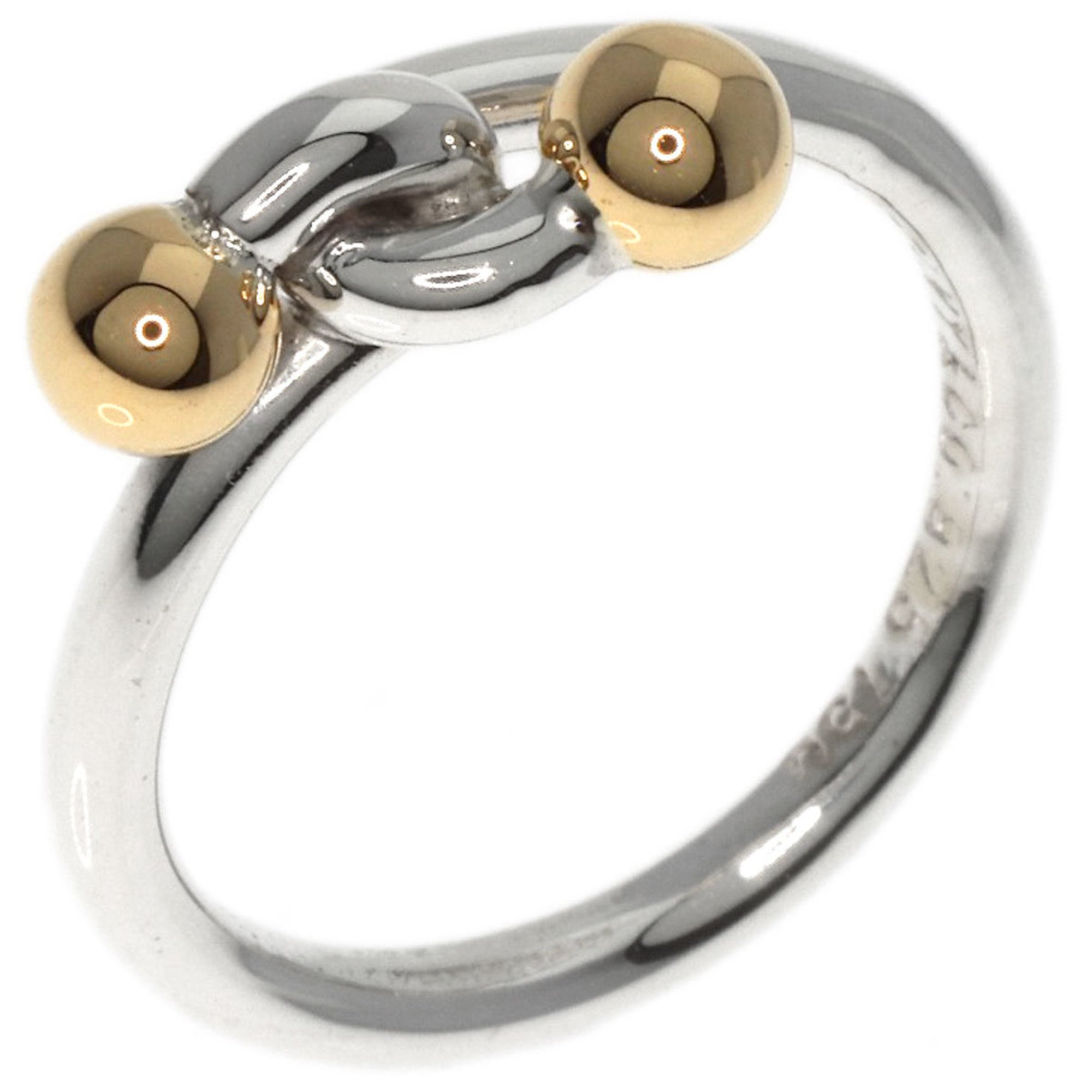 Tiffany Double Eye Ring, Silver, K18YG, Women's