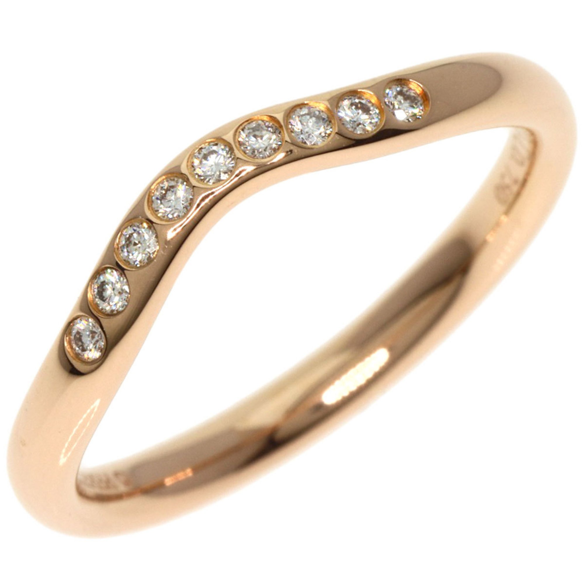 Tiffany curved band diamond ring, 18K pink gold, ladies