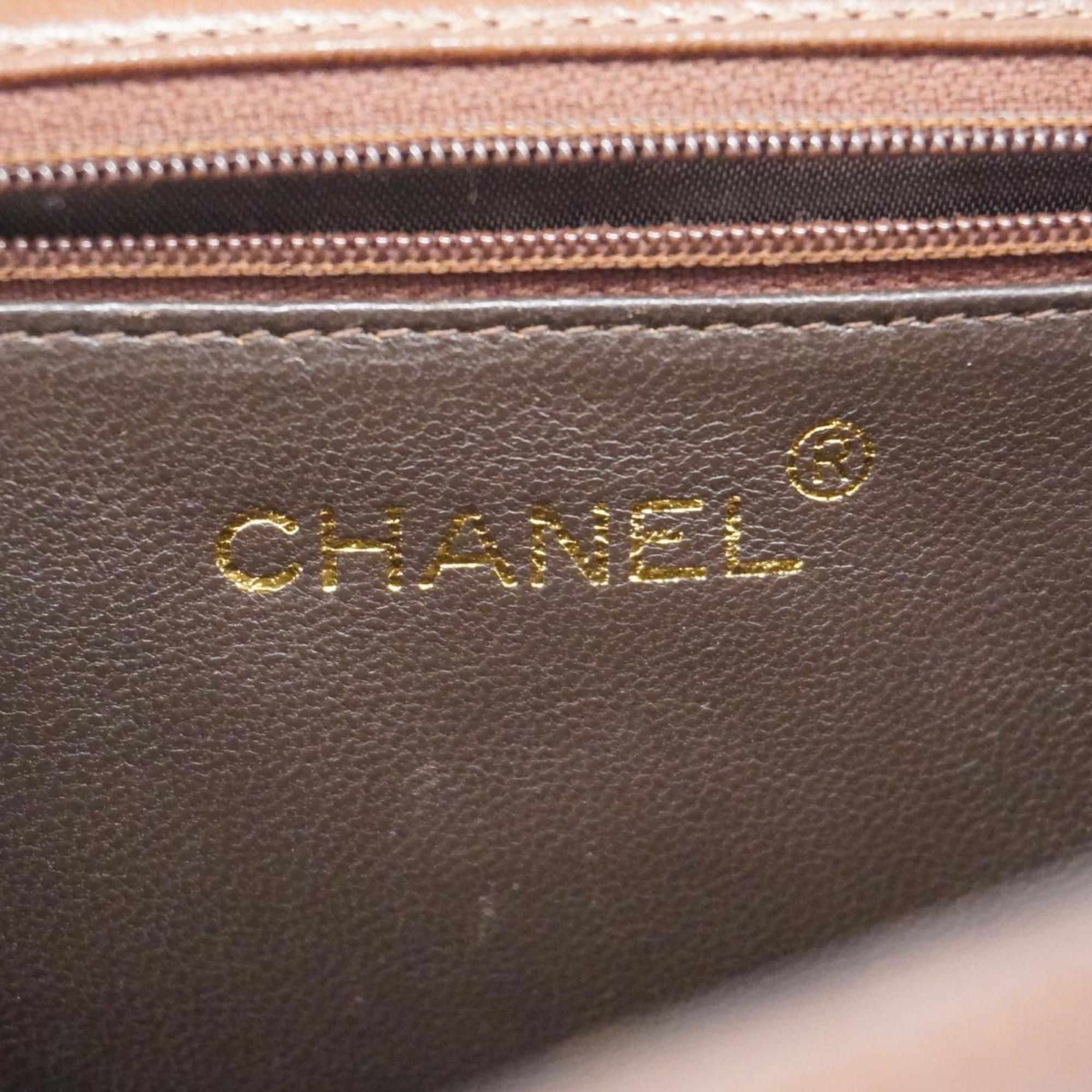 Chanel Shoulder Bag Matelasse Chain Lambskin Brown Women's
