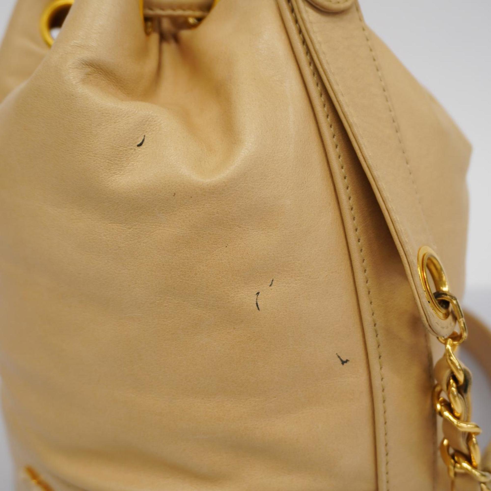 Chanel Shoulder Bag Triple Coco Chain Lambskin Light Beige Women's