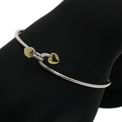 Tiffany Double Heart Bangle Bracelet Silver K18YG Women's