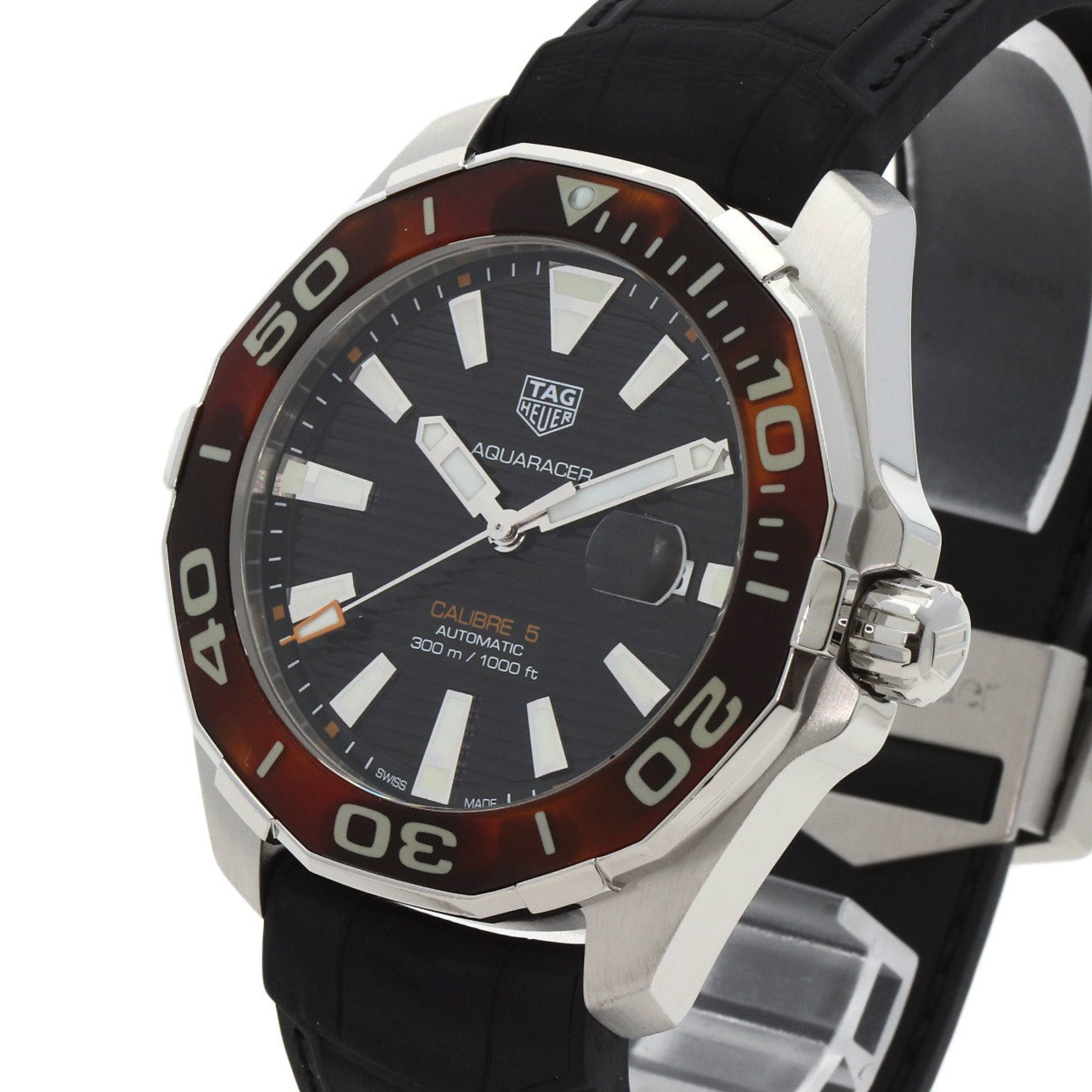 TAG Heuer WAY201N Aquaracer Calibre 5 Watch Stainless Steel Rubber Men's