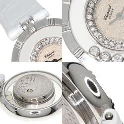 Chopard 20 5681 Happy Diamonds Watch, 18K White Gold, Leather, Women's