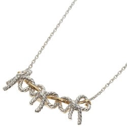 Tiffany Triple Ribbon Necklace Silver K18YG Women's