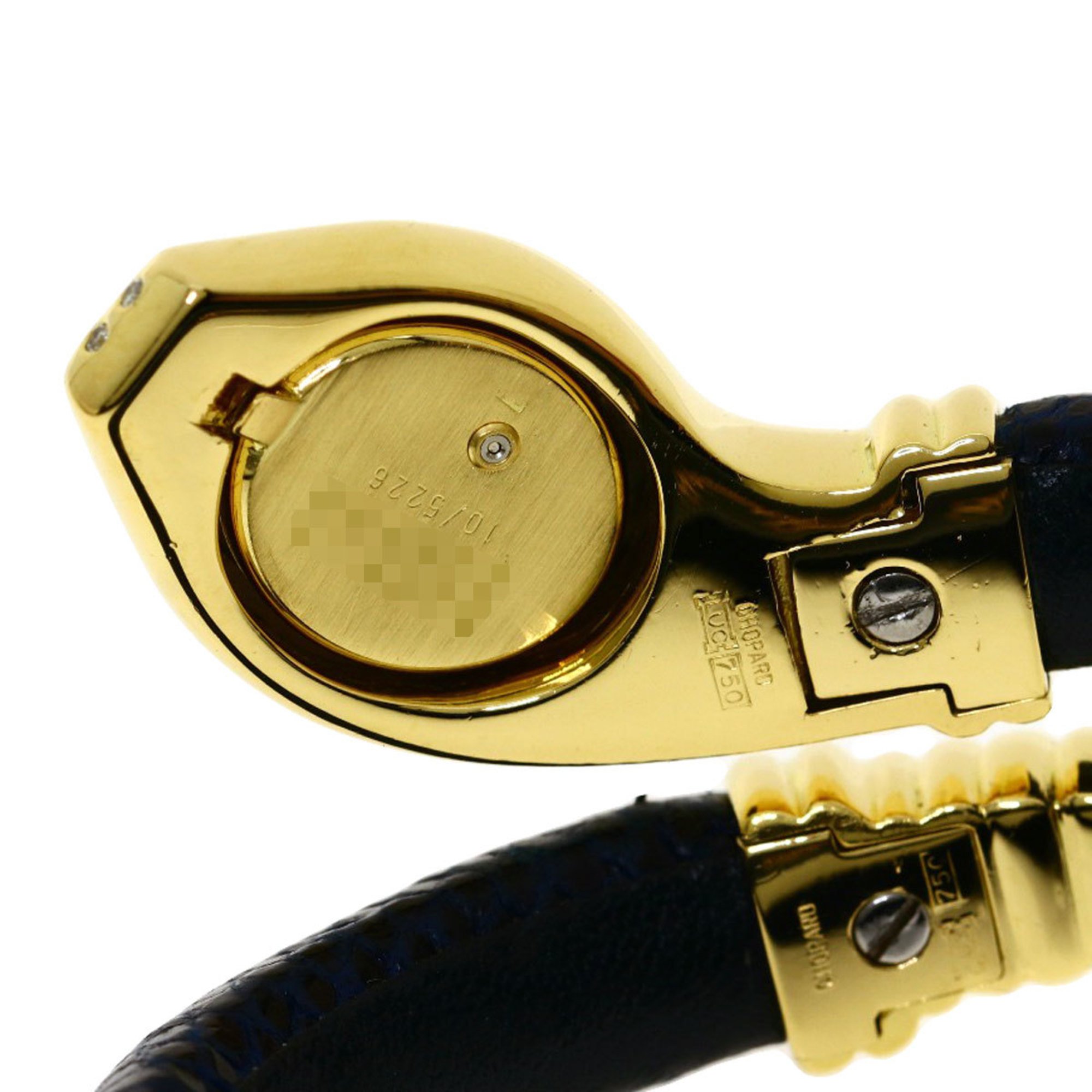 Chopard 10 5226 Happy Diamond Snake Watch, 18K Yellow Gold, Leather, Women's