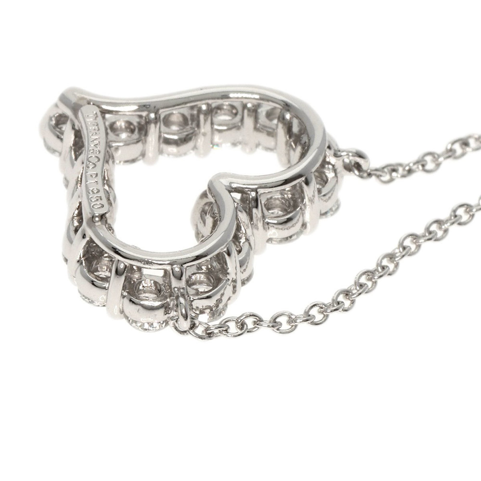 Tiffany Sentimental Heart Diamond Necklace Platinum PT950 Women's