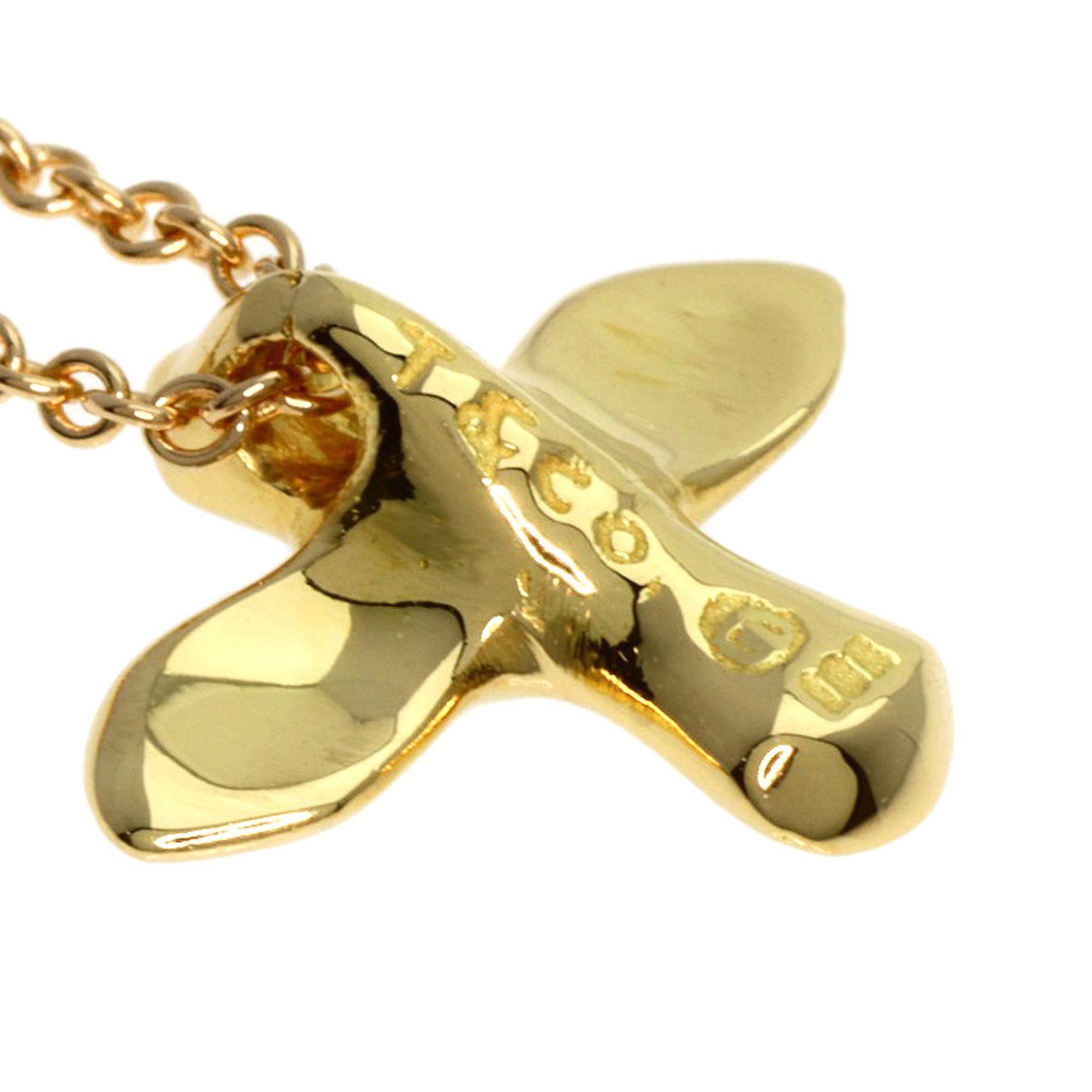Tiffany Bird Cross Necklace K18 Yellow Gold Women's