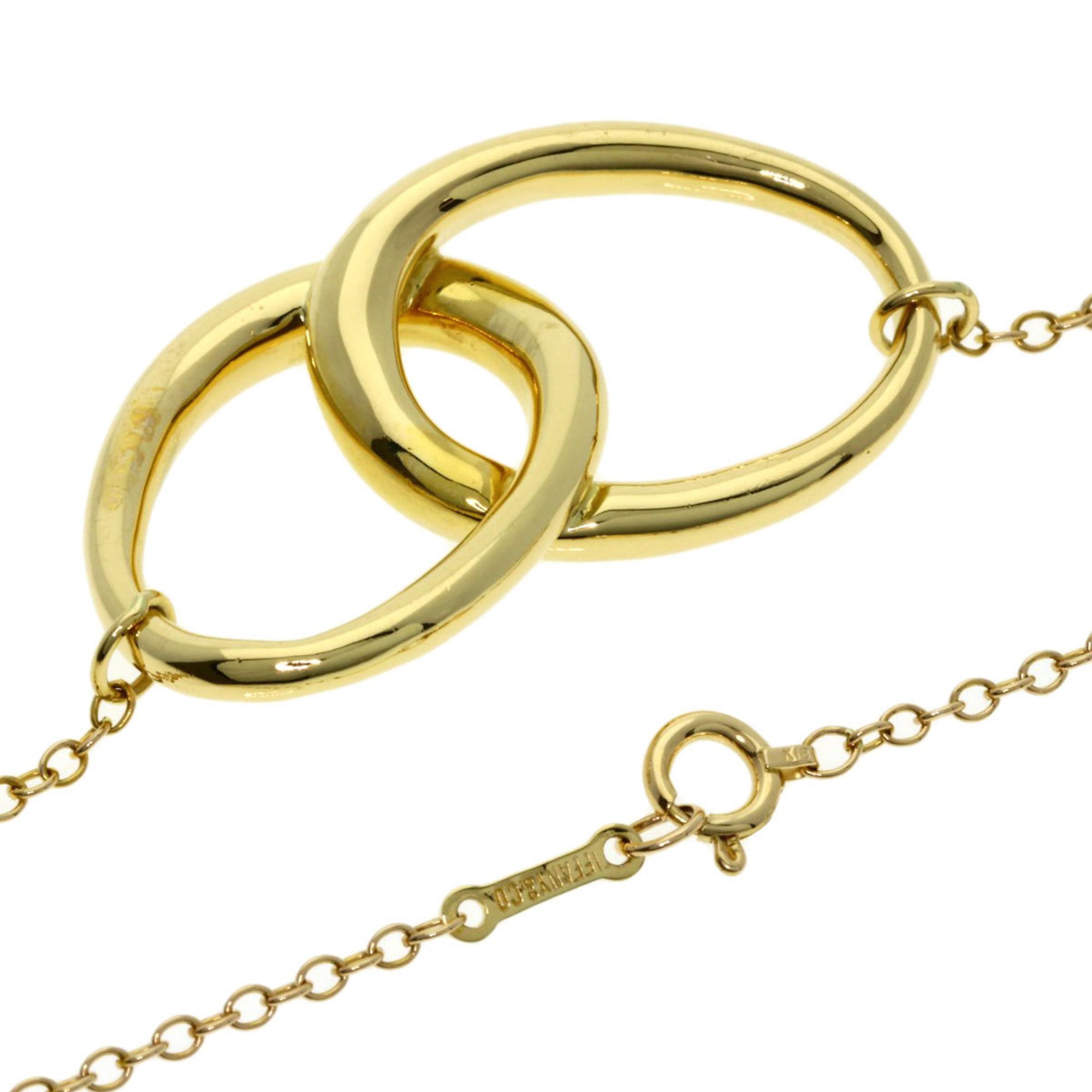 Tiffany Double Loop Necklace K18 Yellow Gold Women's