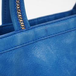 Fendi Tote Bag Leather Blue Champagne Women's
