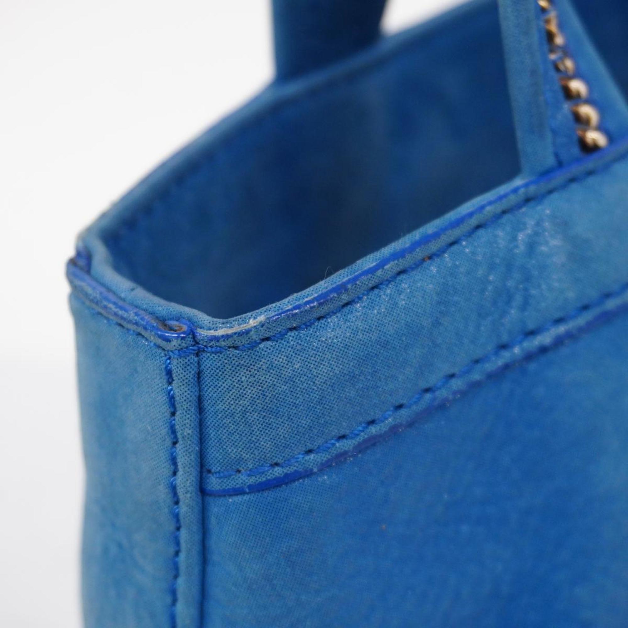 Fendi Tote Bag Leather Blue Champagne Women's