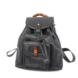 Gucci Backpack Bamboo 003 1705 0030 Leather Black Women's
