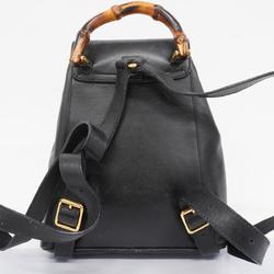 Gucci Backpack Bamboo 003 1705 0030 Leather Black Women's