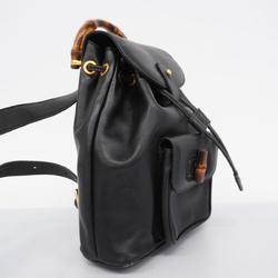 Gucci Backpack Bamboo 003 1705 0030 Leather Black Women's