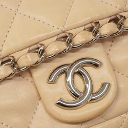 Chanel Shoulder Bag Matelasse W Chain Lambskin Beige Women's