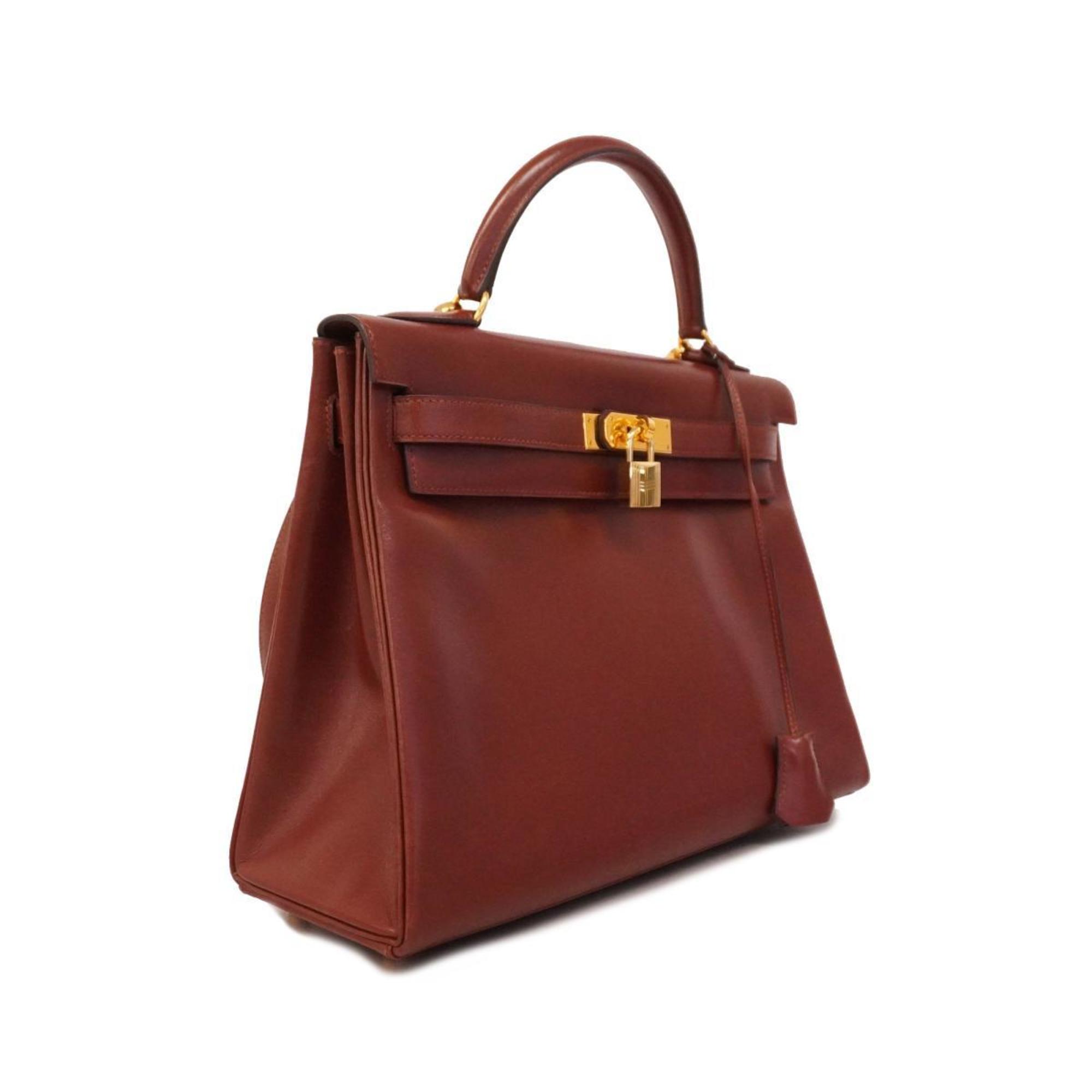 Hermes handbag Kelly 32 〇Y stamped box calf brown ladies