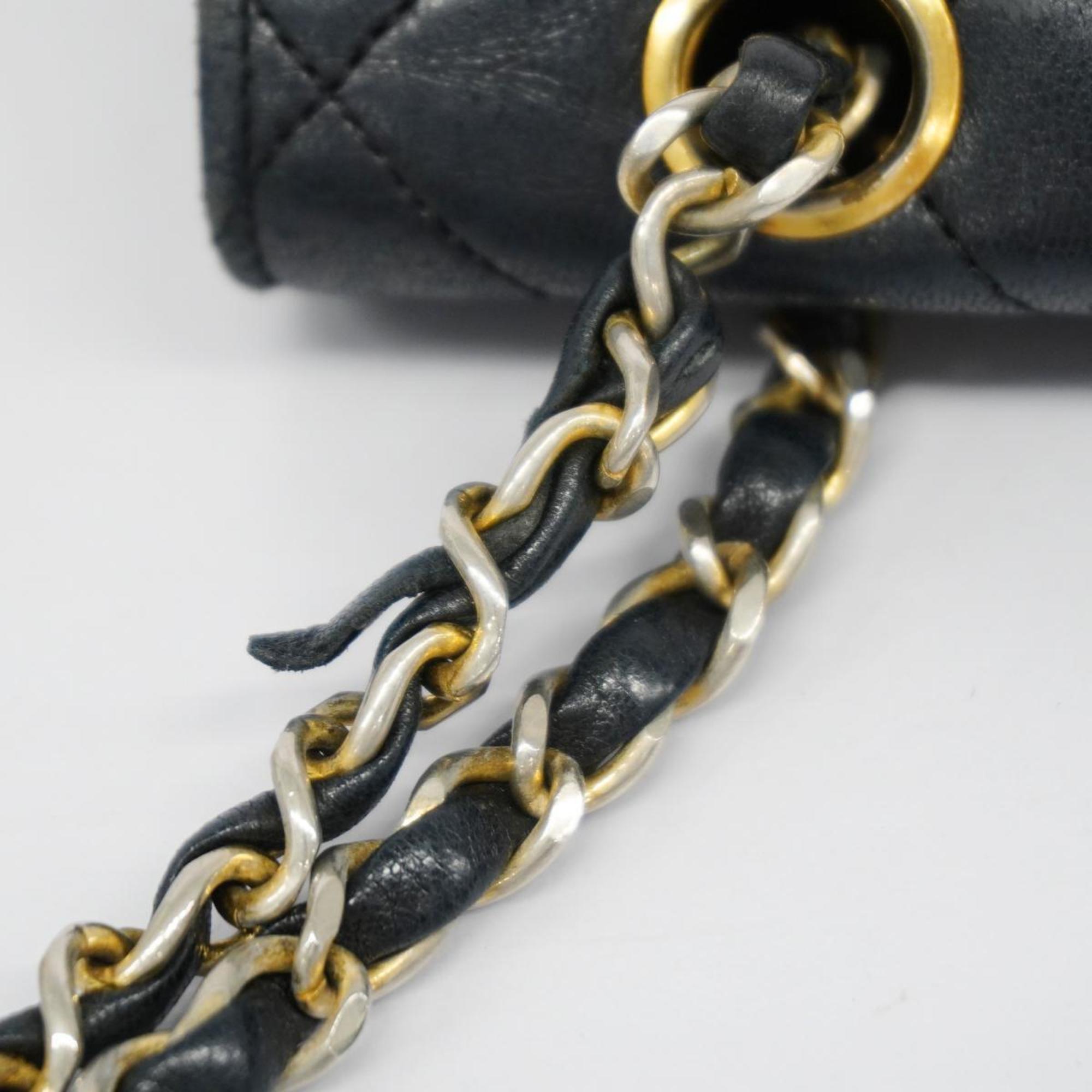 Chanel Shoulder Bag Matelasse Chain Lambskin Black Women's