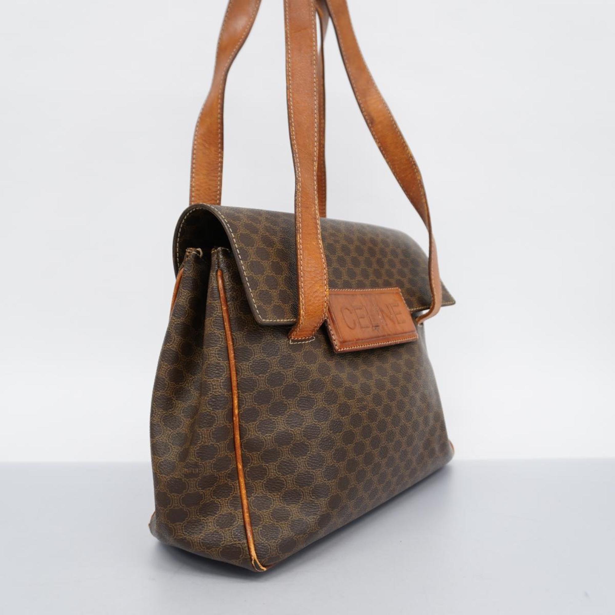 Celine Shoulder Bag Macadam Brown Women's