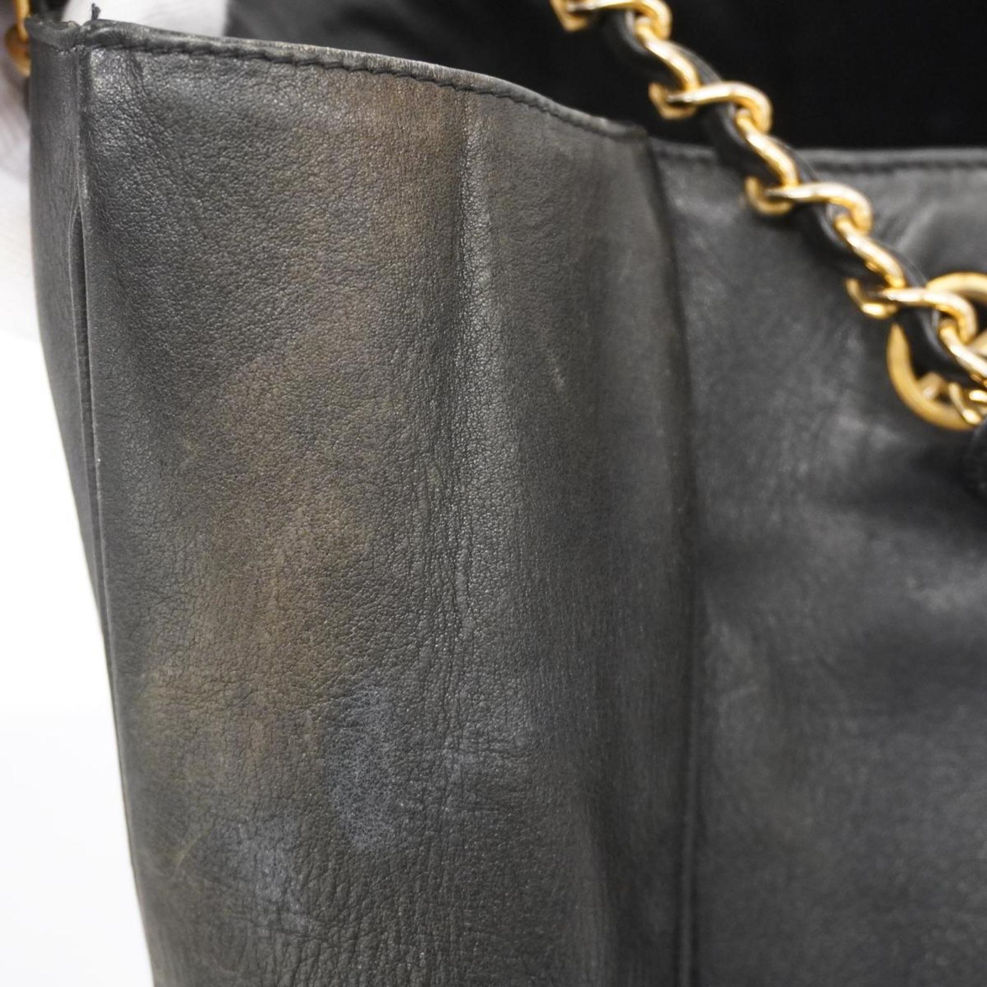 Chanel Shoulder Bag Matelasse Chain Lambskin Black Women's