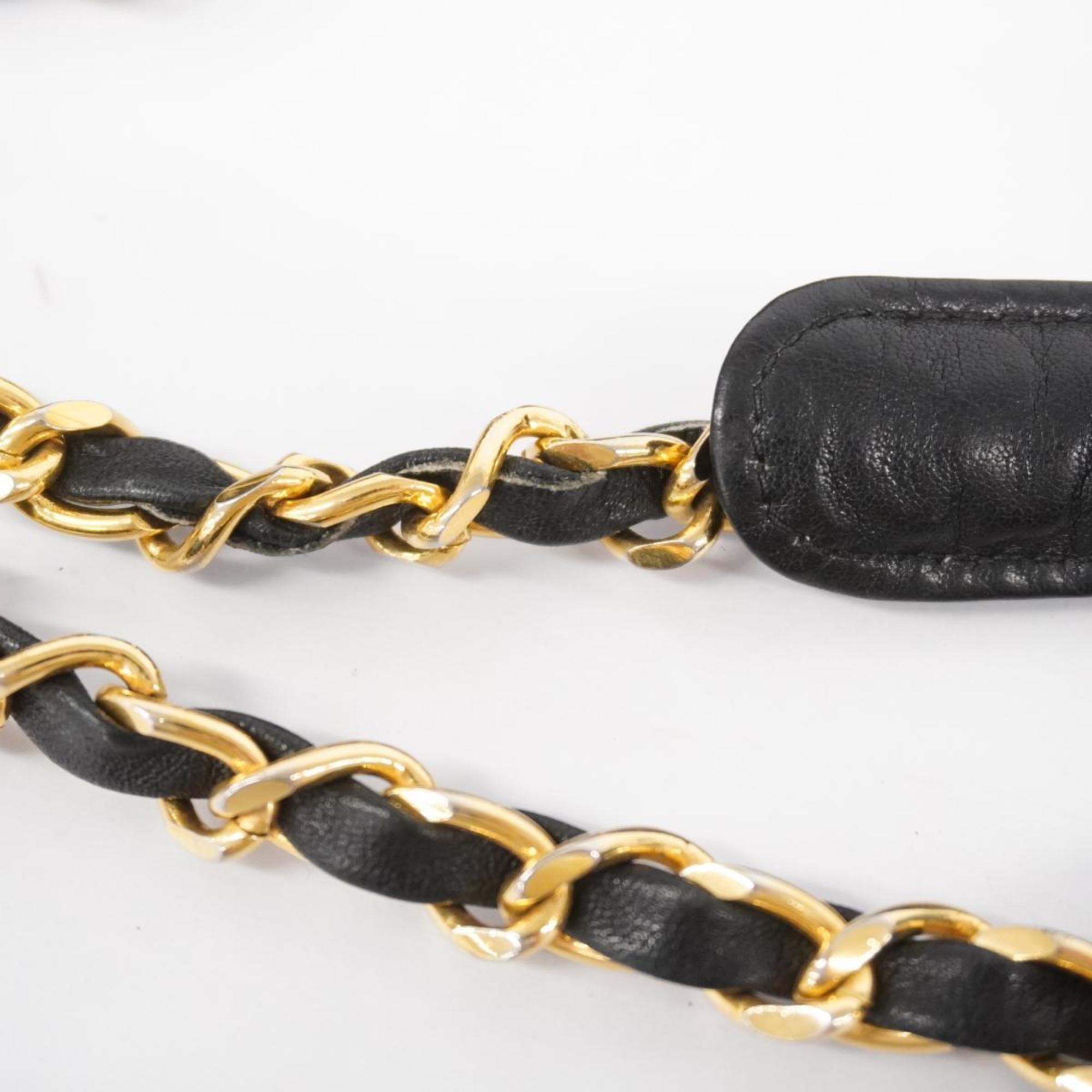 Chanel Shoulder Bag Matelasse Chain Lambskin Black Women's