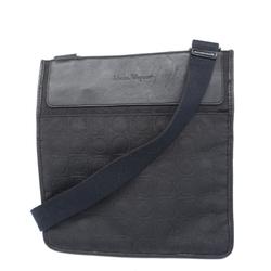 Salvatore Ferragamo Shoulder Bag Gancini Nylon Leather Black Women's