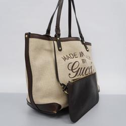 Gucci Tote Bag 247209 Canvas Leather Brown Beige Women's