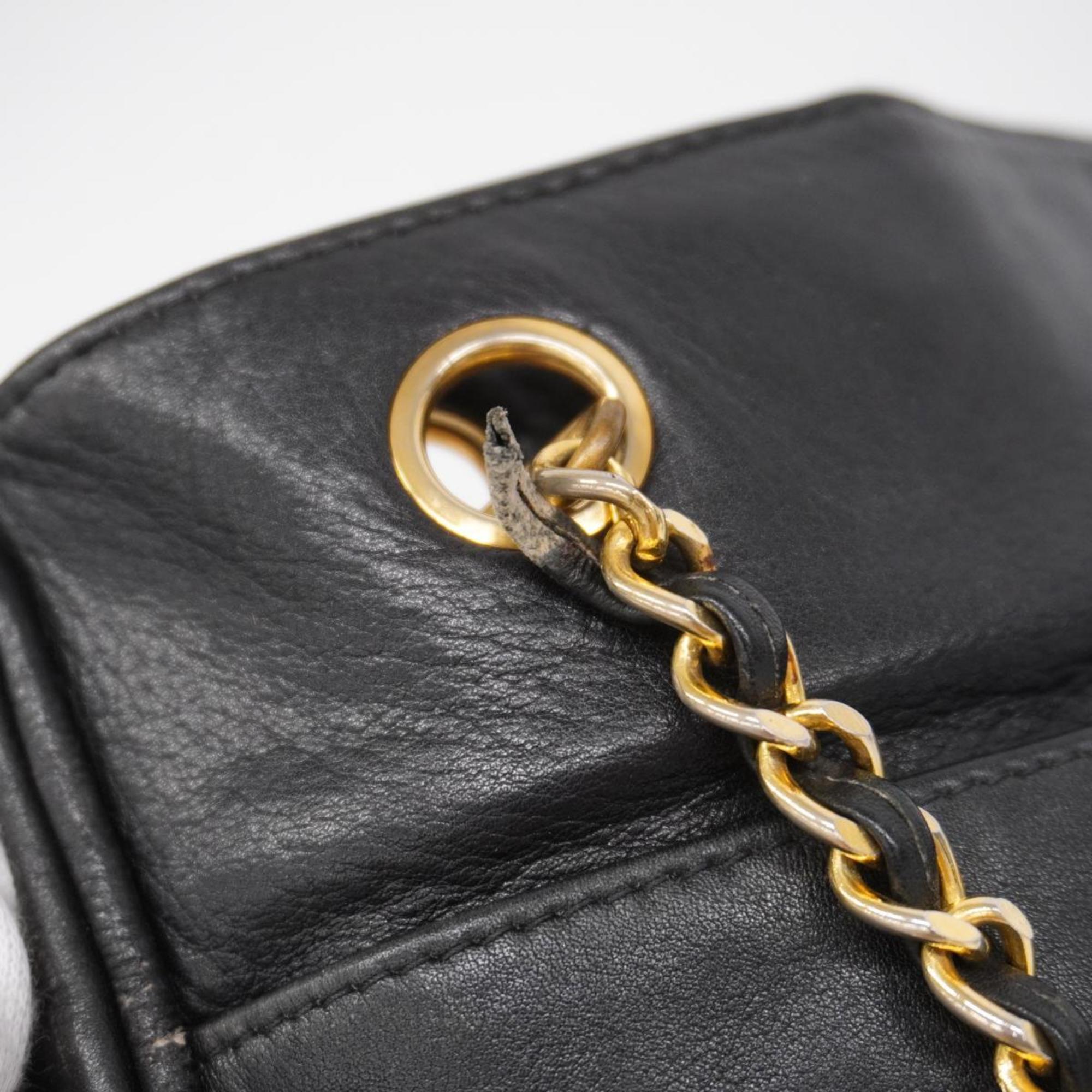 Chanel Shoulder Bag Matelasse Chain Lambskin Black Women's