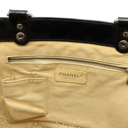 CHANEL No.5 Coco Mark Punching Handbag Tote Bag Enamel Patent Leather Black A31335