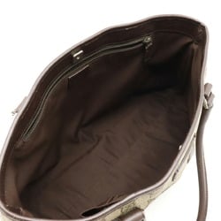 GUCCI GG Supreme Plus Tote Bag Shoulder PVC Leather Khaki Beige Dark Brown 114595