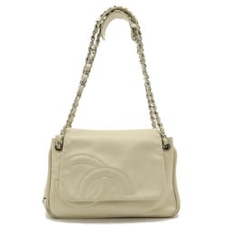CHANEL Coco Mark Shoulder Bag Tote Chain Leather Ivory
